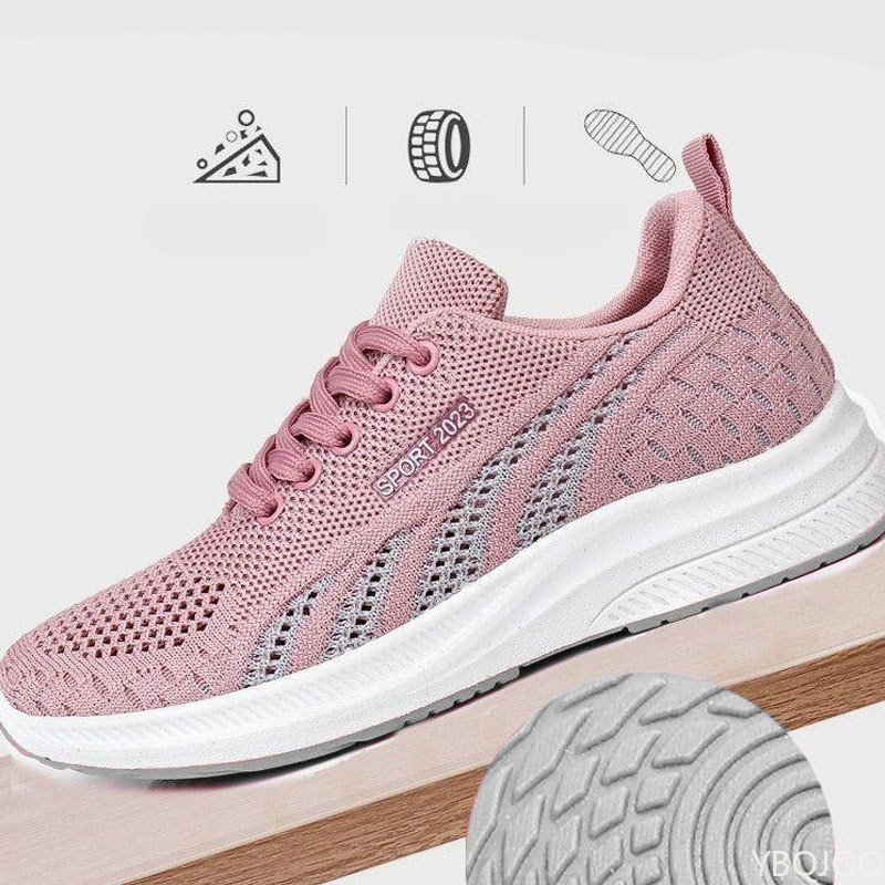 Breathable Mesh Athletic Shoes - Zapatos Deportivos de Mujer, Talla Grande,