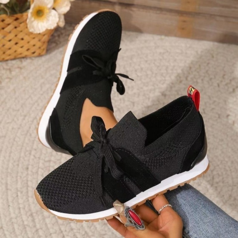 Knit Fabric Lace Up Sneakers - Nuevas zapatillas De deporte transpirables De
