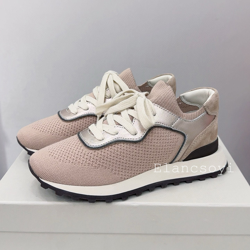 Zapatos planos para mujer, zap - Knit Fabric Lace Up Sneakers reseña y precio