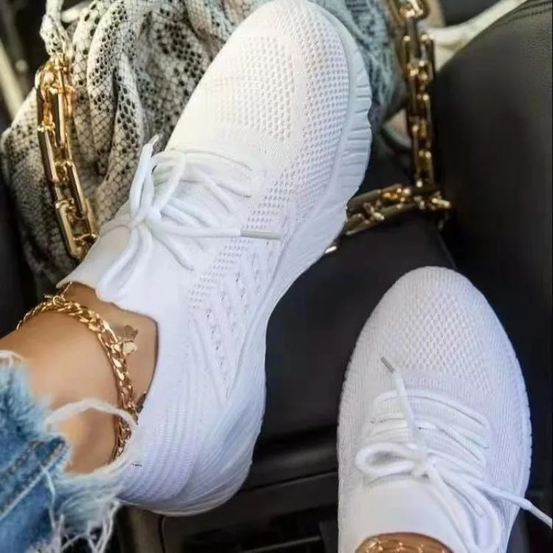 Zapatillas Deportivas Casuales - Knit Fabric Lace Up Sneakers reseña y precio
