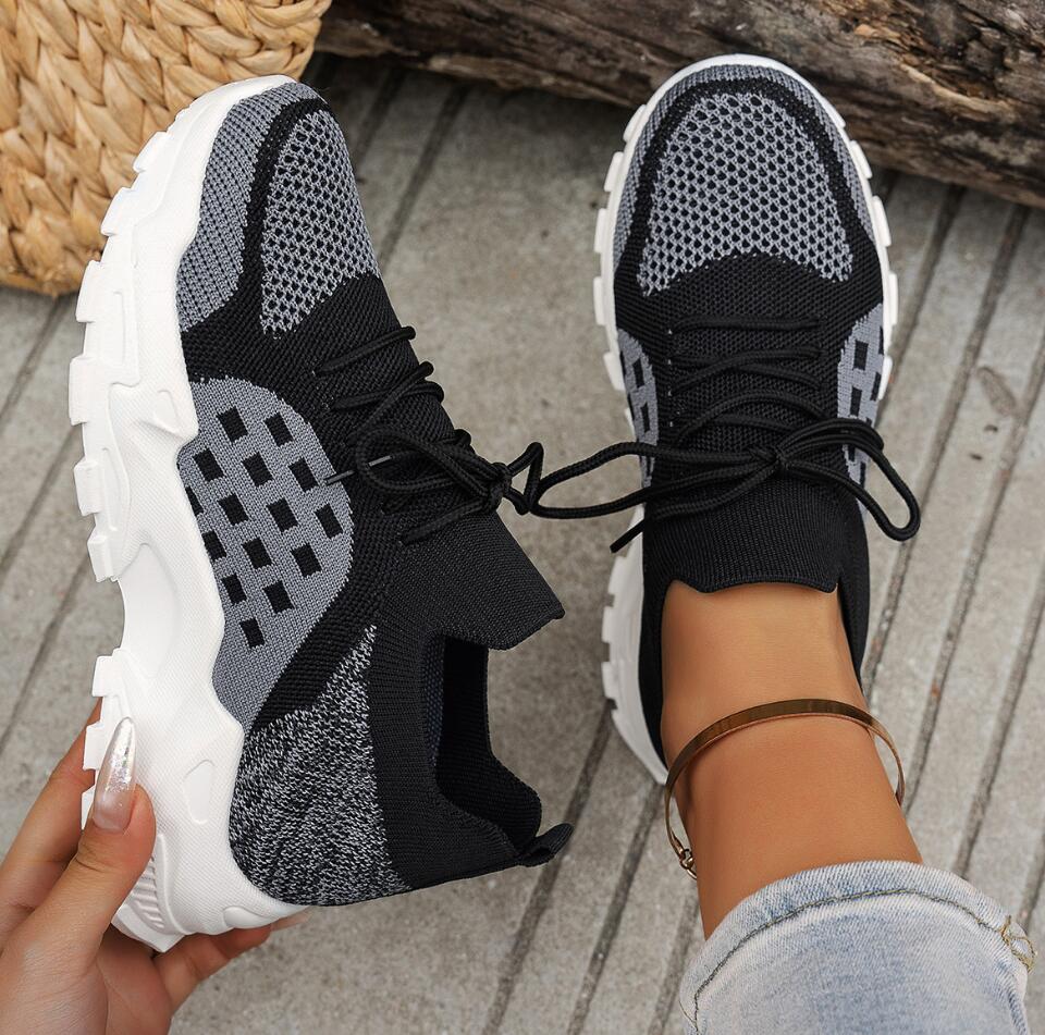 Zapatillas Deportivas de Malla - Knit Fabric Lace Up Sneakers reseña y precio