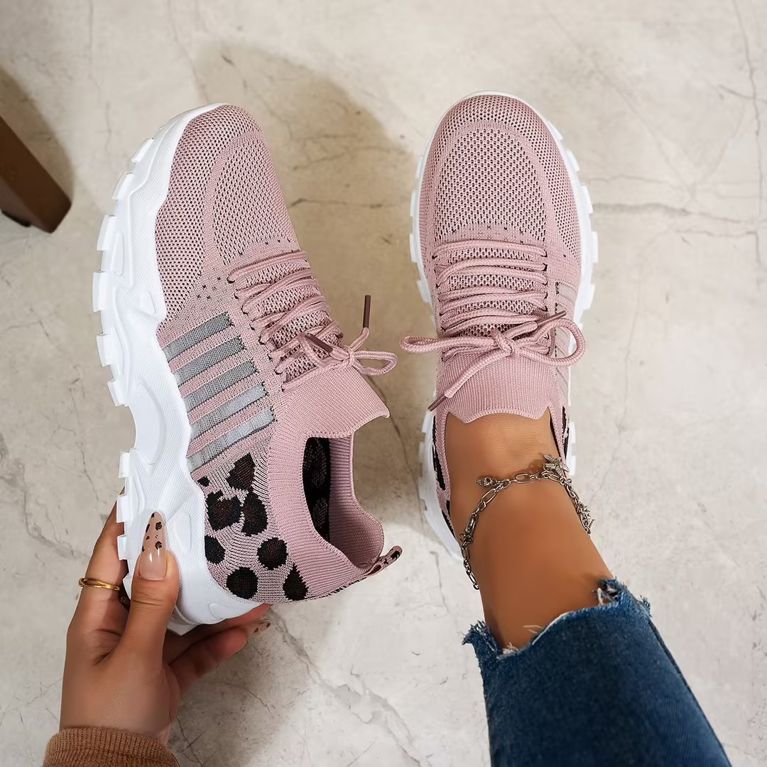 Zapatillas Deportivas de Mujer - Knit Fabric Lace Up Sneakers reseña y precio