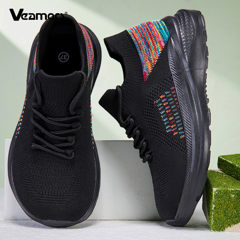 Zapatillas Deportivas de Malla - Knit Fabric Lace Up Sneakers reseña y precio