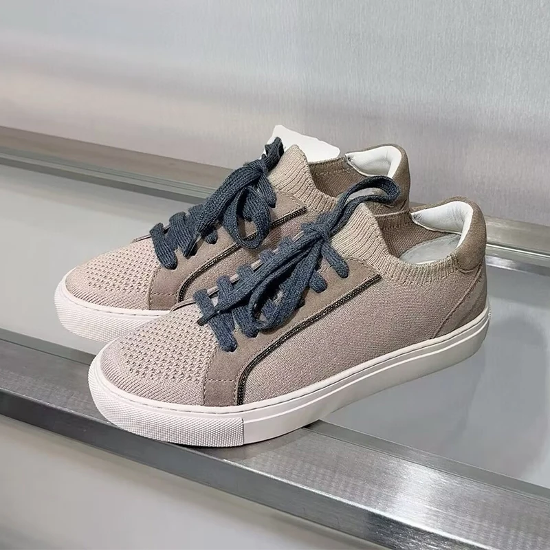 Zapatillas de deporte transpir - Knit Fabric Lace Up Sneakers reseña y precio