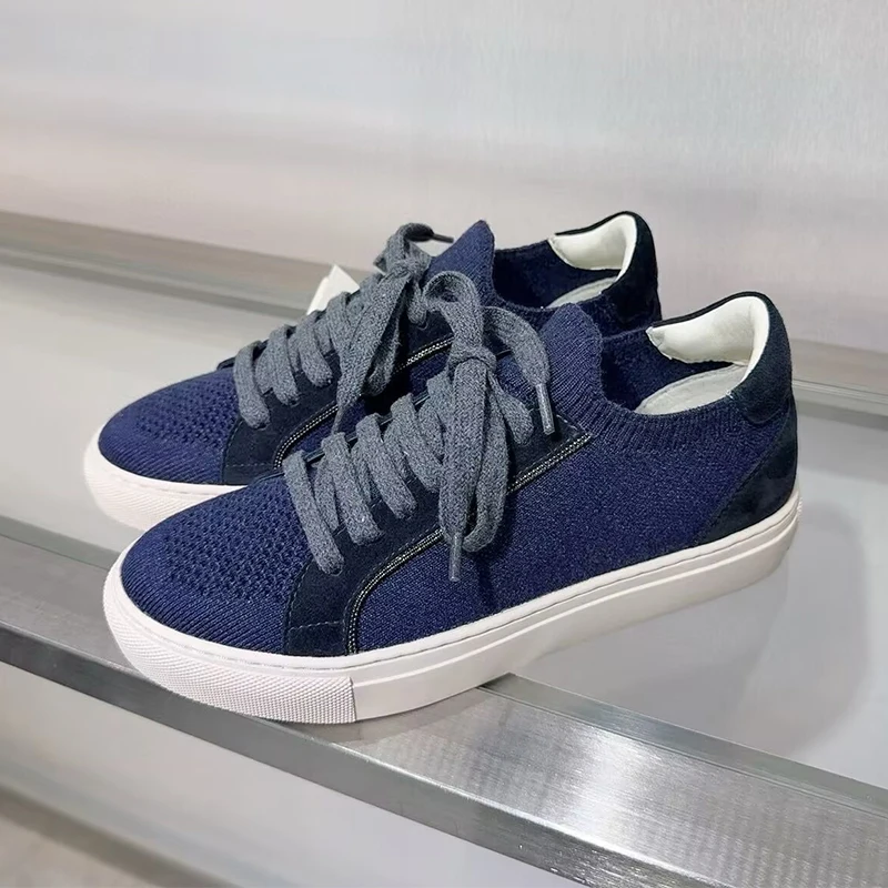 Zapatillas de deporte transpir - Knit Fabric Lace Up Sneakers reseña y precio