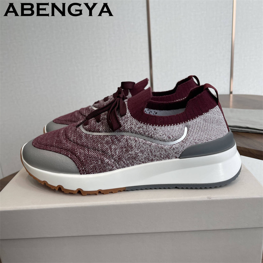 Nuevos mocasines de punto mult - Knit Fabric Lace Up Sneakers reseña y precio