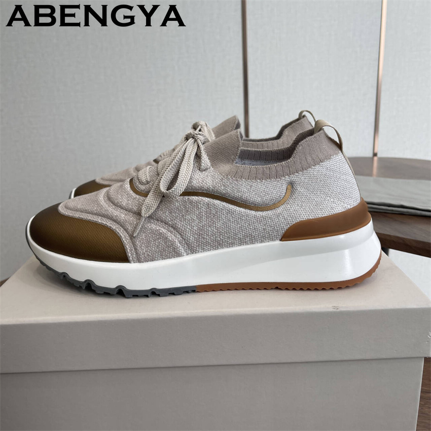 Nuevos mocasines de punto mult - Knit Fabric Lace Up Sneakers reseña y precio